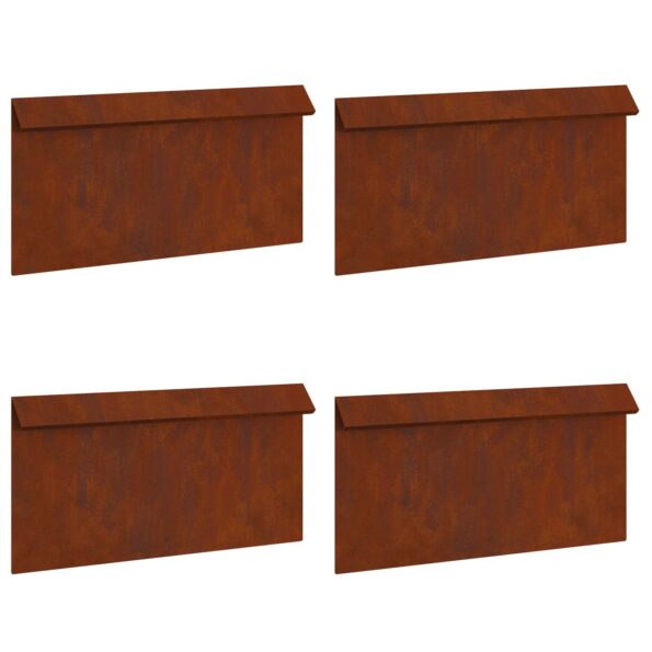 vidaXL Slimáková ohrada 4 pcs Hrdzavý 50 x 3,5 x 25 cm – Obrázok 4