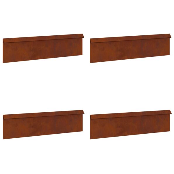 vidaXL Slimáková ohrada 4 pcs Hrdzavý 100 x 3,5 x 25 cm – Obrázok 4
