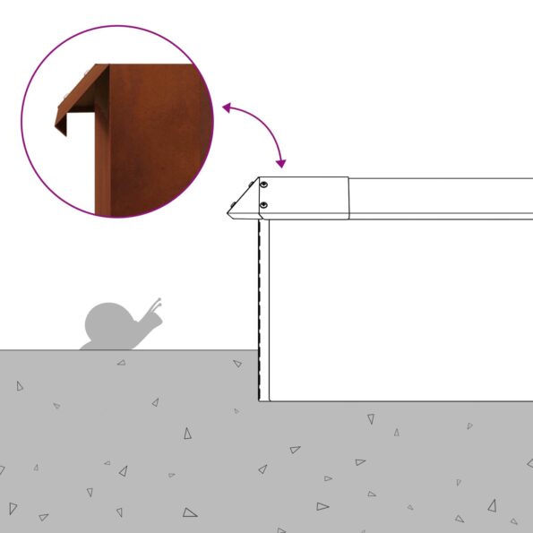 vidaXL Slimáková ohrada Hrdzavý 13,5 x 13,5 x 25 cm – Obrázok 8