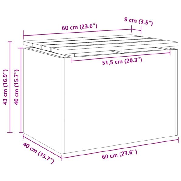 vidaXL Záhradná lavička Čierna 60 x 40 x 43 cm – Obrázok 11
