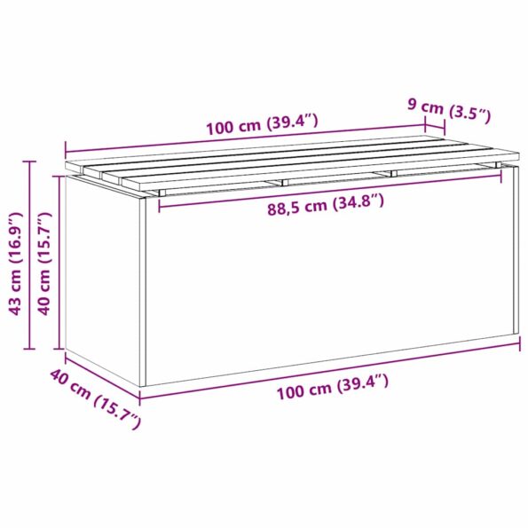 vidaXL Záhradná lavička Hrdzavý 100 x 40 x 43 cm – Obrázok 5