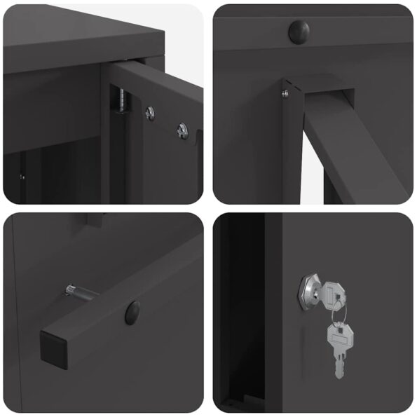 vidaXL poštová schránka Čierna 30 x 23 x 55 cm Oceľ – Obrázok 8
