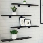 vidaXL Polica na knihy 4 pcs Čierny 60 x 10 x 1,5 cm Kompozitné drevo