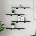 vidaXL Polica na knihy 4 pcs Čierny 60 x 10 x 1,5 cm Kompozitné drevo – Obrázok 3