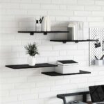 vidaXL Polica na knihy 4 pcs Čierna 60 x 30 x 1,5 cm Kompozitné drevo