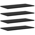 vidaXL Polica na knihy 4 pcs Čierna 60 x 30 x 1,5 cm Kompozitné drevo – Obrázok 2