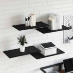 vidaXL Polica na knihy 4 pcs Čierna 60 x 30 x 1,5 cm Kompozitné drevo – Obrázok 4
