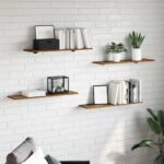 vidaXL Polica na knihy 4 pcs Hnedá 80 x 20 x 1,5 cm Kompozitné drevo