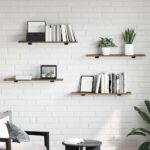 vidaXL Polica na knihy 4 pcs Hnedá 80 x 20 x 1,5 cm Kompozitné drevo – Obrázok 3