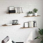 vidaXL Polica na knihy 4 pcs Hnedá 80 x 20 x 1,5 cm Kompozitné drevo