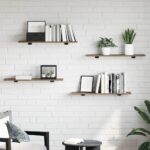 vidaXL Polica na knihy 4 pcs Hnedá 80 x 20 x 1,5 cm Kompozitné drevo – Obrázok 3