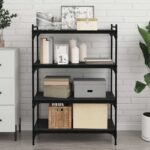 vidaXL Polica na knihy 4 pcs Čierna 80 x 40 x 1,5 cm Kompozitné drevo