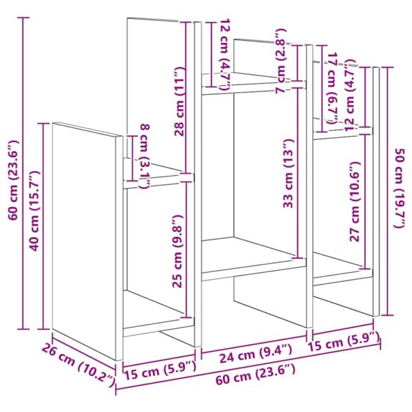 vidaXL Bočná skrinka dub artisan 60 x 26 x 60 cm Kompozitné drevo – Obrázok 8