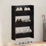 vidaXL Nástenné botníky Čierny dub 60 x 18 x 60 cm Kompozitné drevo