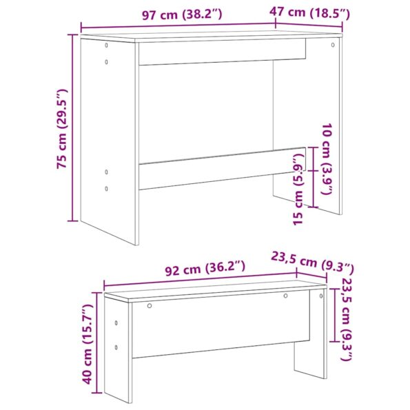 vidaXL Jedálenská súprava 2 pcs Čierny dub Kompozitné drevo – Obrázok 11