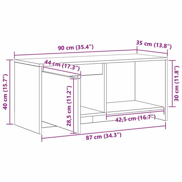 vidaXL TV stolík Čierny dub Kompozitné drevo – Obrázok 13