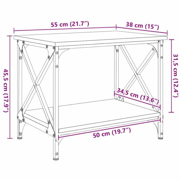 vidaXL Bočný stôl Čierny dub 55 x 38 x 45 cm Kompozitné drevo – Obrázok 10