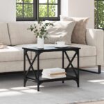 vidaXL Bočný stôl Čierny dub 55 x 38 x 45 cm Kompozitné drevo – Obrázok 4