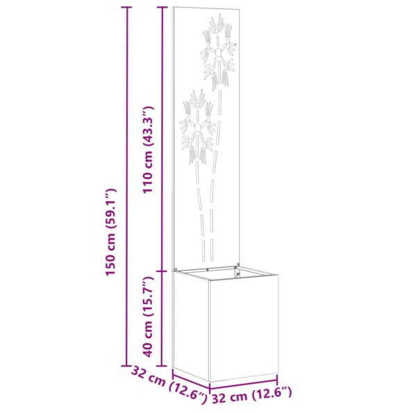 vidaXL Záhradný Kvetináč s Dekoratívnym Panelom Čierna 32 x 140 cm – Obrázok 11