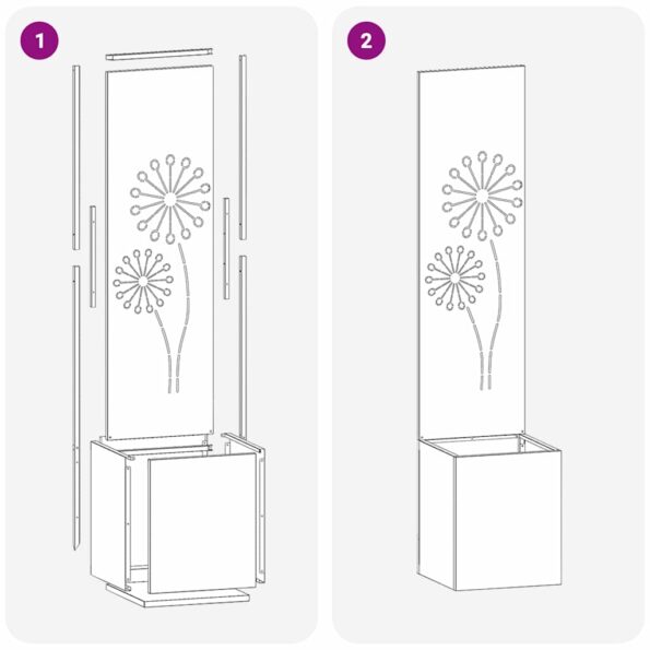 vidaXL Záhradný Kvetináč s Dekoratívnym Panelom Hrdzavý 32 x 140 cm – Obrázok 10