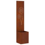 vidaXL Záhradný Kvetináč s Dekoratívnym Panelom Hrdzavý 32 x 140 cm – Obrázok 2