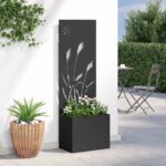 vidaXL Záhradný Kvetináč s Dekoratívnym Panelom Čierna 50 x 140 cm – Obrázok 4