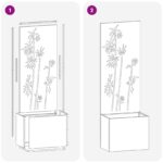 vidaXL Záhradný Kvetináč s Dekoratívnym Panelom Strieborná 50 x 140 cm – Obrázok 7