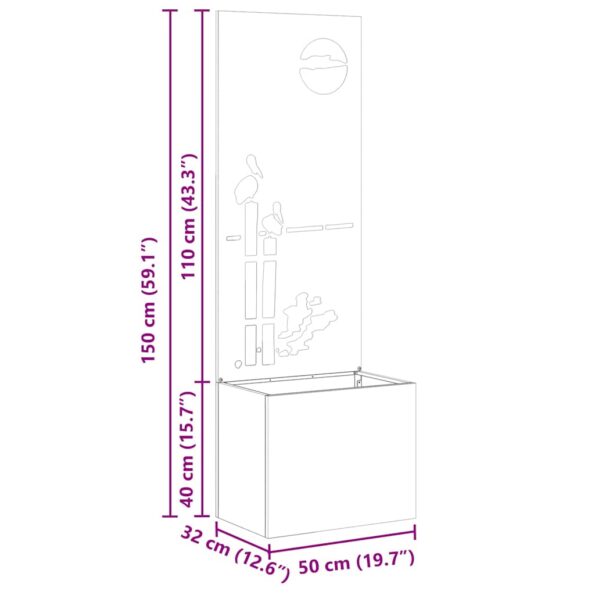 vidaXL Záhradný Kvetináč s Dekoratívnym Panelom Biela 50 x 140 cm – Obrázok 11