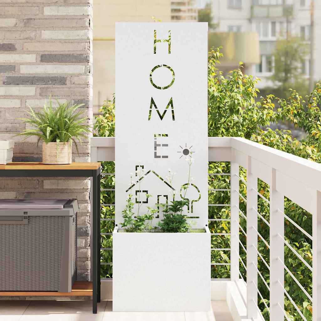 876491_1.jpg vidaXL Záhradný Kvetináč s Dekoratívnym Panelom Biela 50 x 140 cm – Obrázok 1