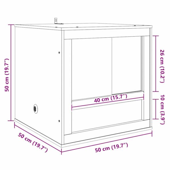 vidaXL Terárium Hnedá 50 x 50 x 50 cm OSB – Obrázok 13