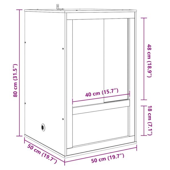 vidaXL Terárium Hnedá 50 x 50 x 80 cm OSB – Obrázok 13