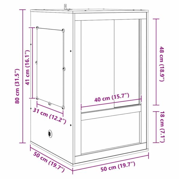 vidaXL Terárium Hnedá 50 x 50 x 80 cm OSB – Obrázok 13