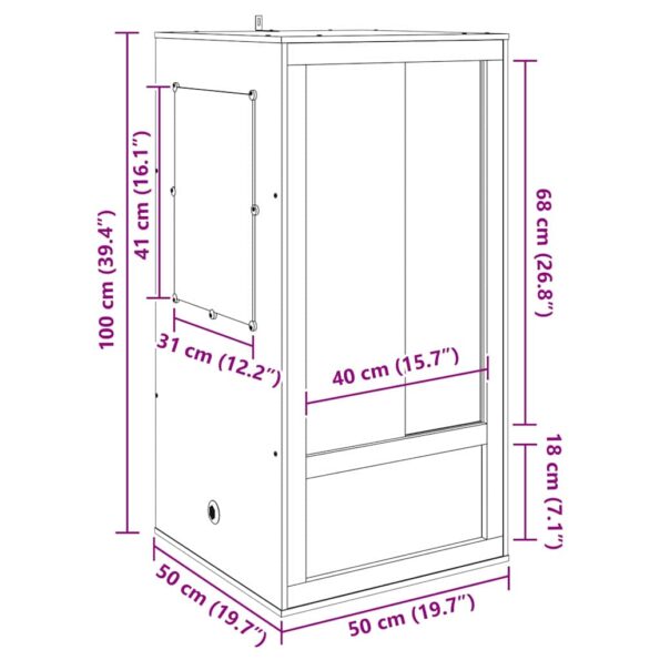 vidaXL Terárium Hnedá 50 x 50 x 100 cm OSB – Obrázok 13