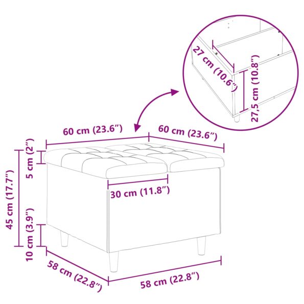 vidaXL Úložný taburet s vankúšom Tmavozelená 60 x 60 x 45 cm látka – Obrázok 11