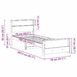 vidaXL Rám postele s čelnou doskou Hnedá 75 x 190 cm Borovicový masív – Obrázok 8