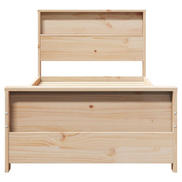 vidaXL Rám postele s čelnou doskou Hnedá 75 x 190 cm Borovicový masív – Obrázok 4