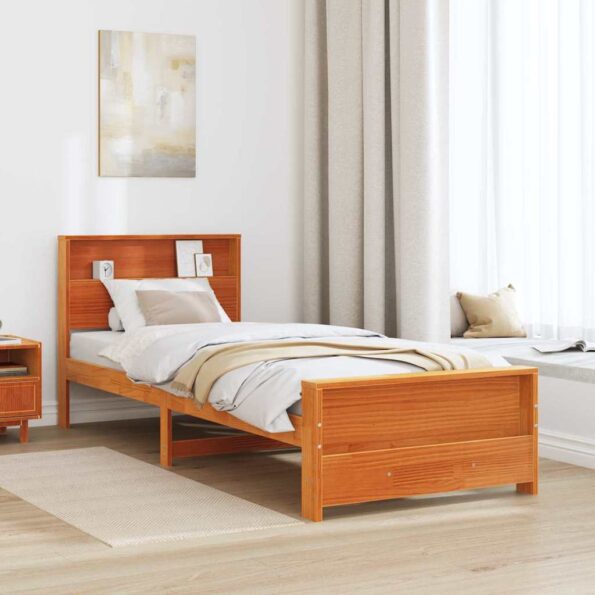 vidaXL Rám postele Voskovo hnedá 75 x 190 cm Borovicový masív – Obrázok 3