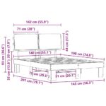 vidaXL Rám postele s čalúneným čelom Čierna 140 x 190 cm – Obrázok 11