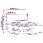 vidaXL Rám postele s čalúneným čelom Čierna 140 x 200 cm – Obrázok 11