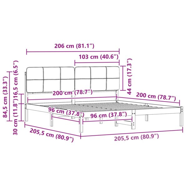 vidaXL Rám postele s čalúneným čelom Sivohnedá 120 x 200 cm – Obrázok 11
