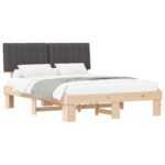 vidaXL Rám postele s čalúneným čelom Tmavo šedá 160 x 200 cm – Obrázok 2