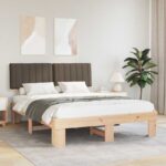 vidaXL Rám postele s čalúneným čelom Sivohnedá 160 x 200 cm