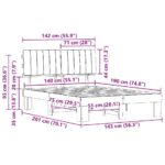 vidaXL Rám postele s čalúneným čelom Sivohnedá 140 x 190 cm – Obrázok 11