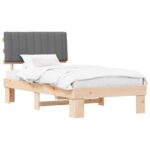 vidaXL Rám postele s čalúneným čelom Svetlosivá 100 x 200 cm – Obrázok 2