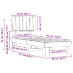 vidaXL Rám postele s čalúneným čelom Svetlosivá 75 x 190 cm – Obrázok 11