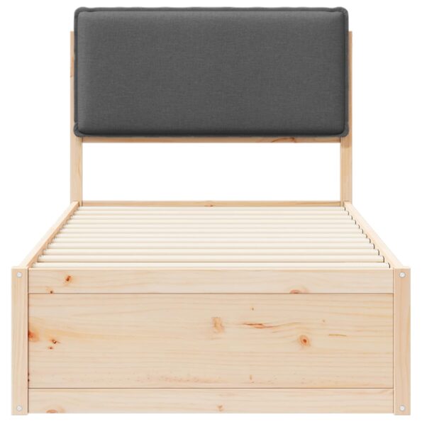 vidaXL Rám postele s čalúneným čelom Tmavo šedá 75 x 190 cm – Obrázok 5