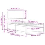 vidaXL Rám postele s čalúneným čelom Sivohnedá 75 x 190 cm – Obrázok 11