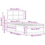 vidaXL Rám postele s čalúneným čelom Tmavo šedá 100 x 200 cm – Obrázok 11