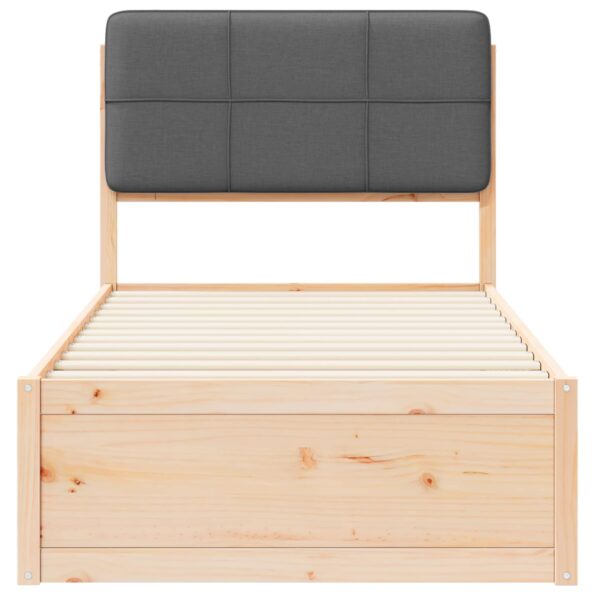 vidaXL Rám postele s čalúneným čelom Tmavo šedá 90 x 200 cm – Obrázok 5