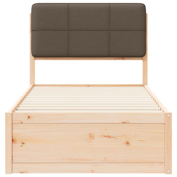 vidaXL Rám postele s čalúneným čelom Sivohnedá 90 x 190 cm – Obrázok 5